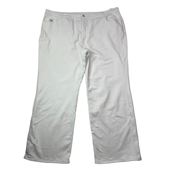 Dream Jeannes Quacker Factory Womens Plus 28W White Bootcut Pants 47"Wx32"In NEW - Picture 1 of 16